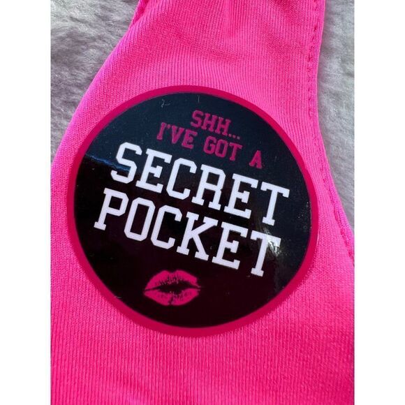Pink Lipstick Intimates Hot Pink Sports Bra Medium NWT Secret Pocket - Picture 4 of 9